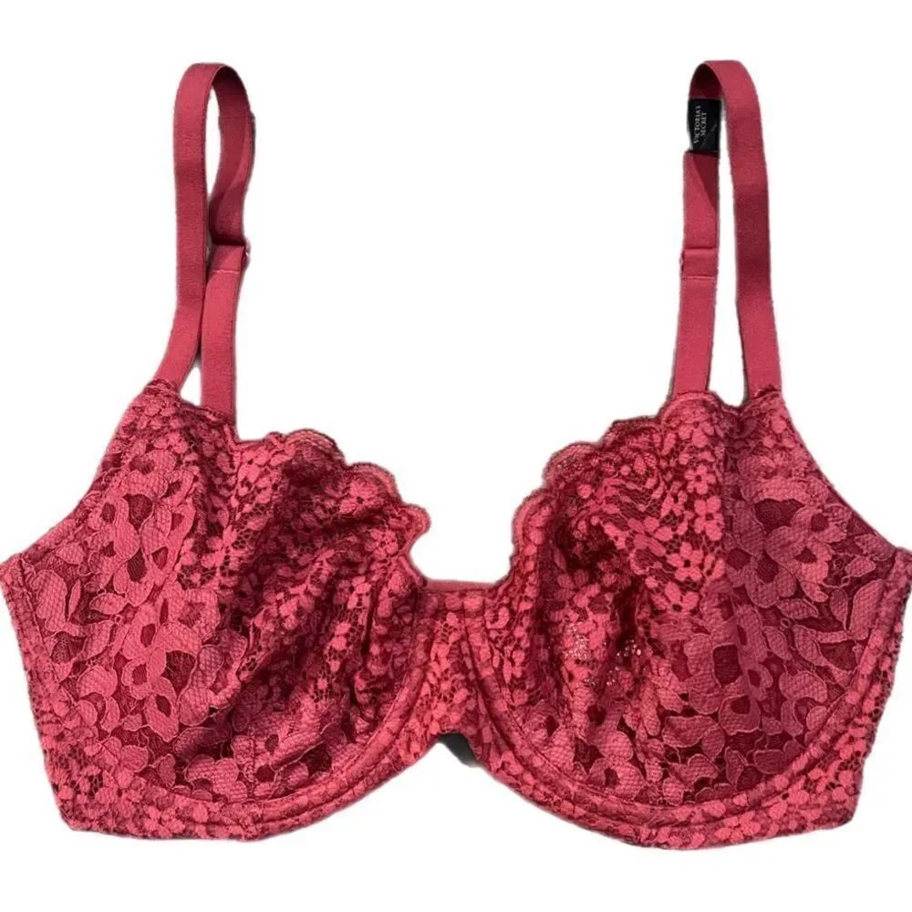 Victoria’s Secret Body by Victorias floral lace Unlined Demi bra Ruby 32DDD
